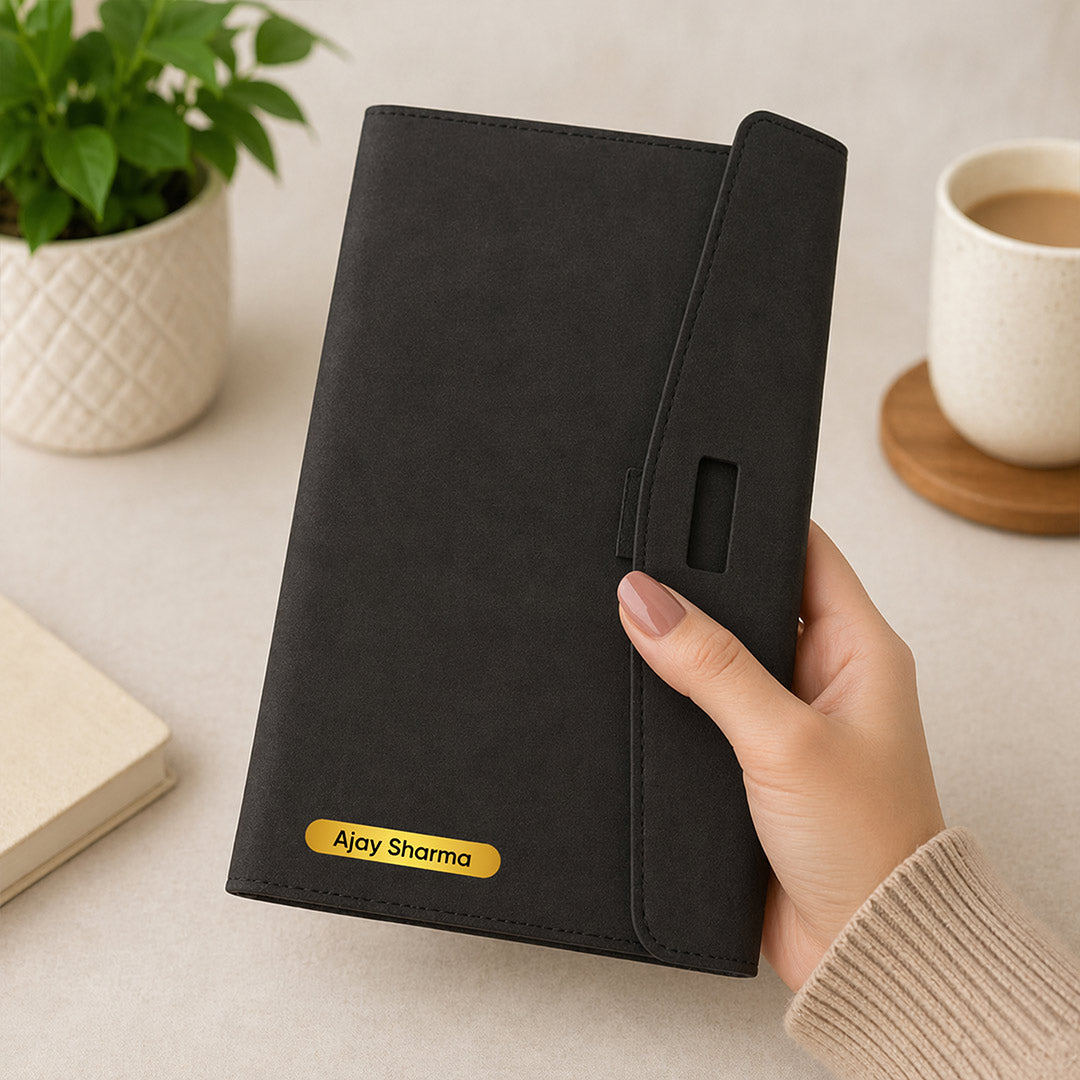 Personalized Premium Leather Diary Organizer with Custom Name – Executive Office Notebook Gift for Men & Women (Standard Gift Size) | Love Craft Gifts™