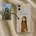 Custom Illustrated Name Phone Case – Personalized Cartoon Portrait Clear Cover | Love Craft Gifts