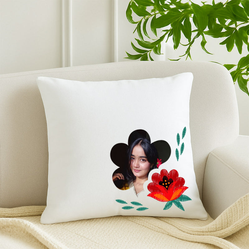 Personalized Photo Cushion with Floral Print | Love Craft Gifts