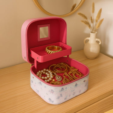 Personalized Pink Jewellery Storage Box with Patterned Base | Love Craft Gifts