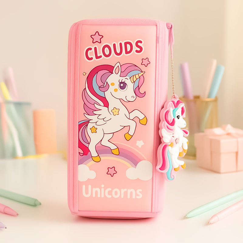 Personalized Unicorn & Solid Color Pencil Pouches – Pink & Blue | Love Craft Gifts