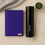 Personalized Purple Gift Set – Custom Diary, Pen & Black Bottle Combo in Premium Box | Love Craft Gifts