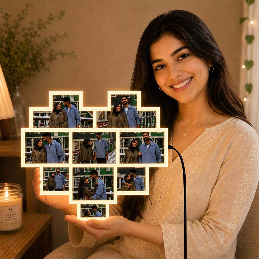 Personalized Heart Shape LED Photo Frame Lamp | Custom Couple Memory Gift with Photos - 8x9" | Love Craft Gifts™