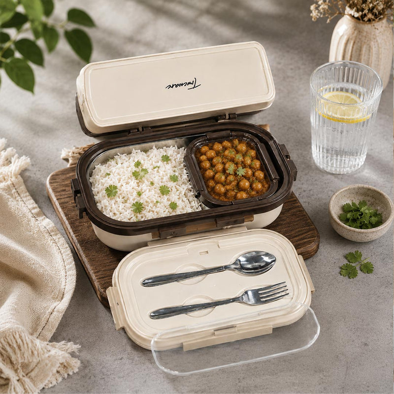 Personalized Stainless Steel Lunch Box | Custom Name Tiffin Box with Spoon & Fork | Love Craft Gifts™