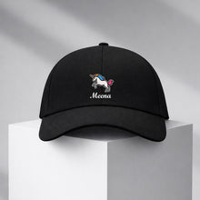 Personalized Unicorn Printed Black Cap