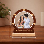 Personalized Cartoon Couple Wooden Table Top Frame | Custom Happy Married Life Photo Stand Gift for Couples 8x8" | Love Craft Gifts™