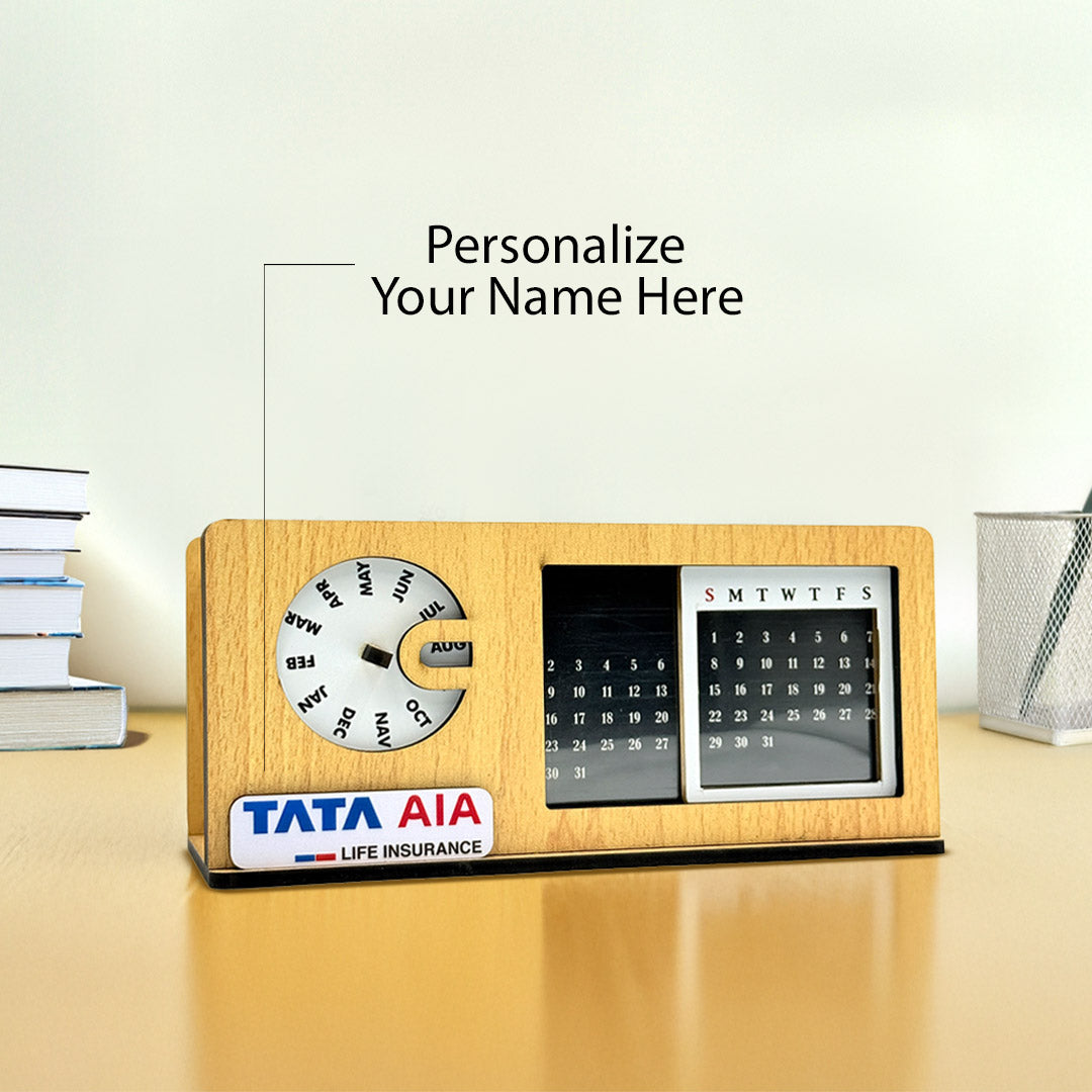 Personalized Wooden Perpetual Desk Calendar with Rotating Date Display | 8x3.5 Inch | Love Craft Gifts