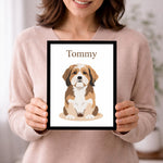 Personalized Pet Portrait Frame with Name – Custom Dog Illustration Photo Frame (All Sizes Available) | Love Craft Gifts