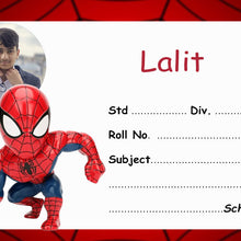 Spiderman Personalied Notebook Name Slips  | 12x18" Sheet with 36 Labels