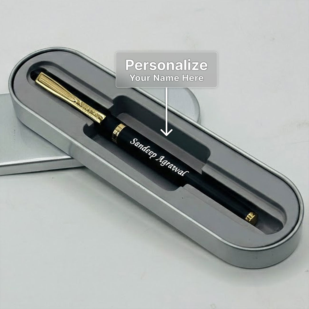 Personalized Pierre Cardin Golden Eye Matte Black Fountain Pen (Blue Ink) | Love Craft Gifts