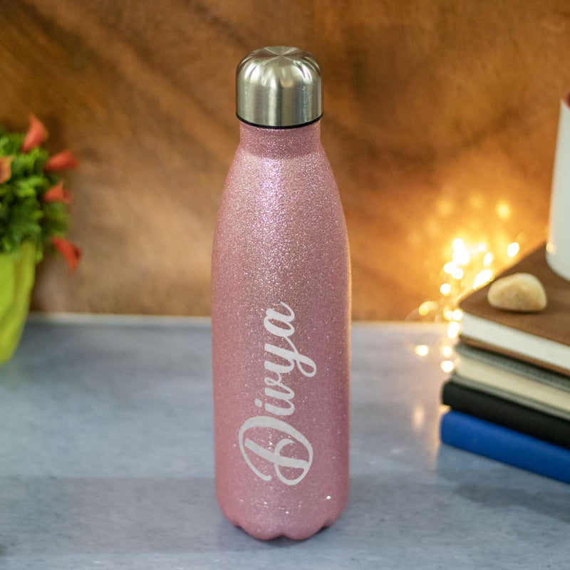 Glitter Finish Personalized Stainless Steel Water Bottle(500 ml)