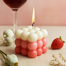 Pink & Cream Bubble Cube Candle