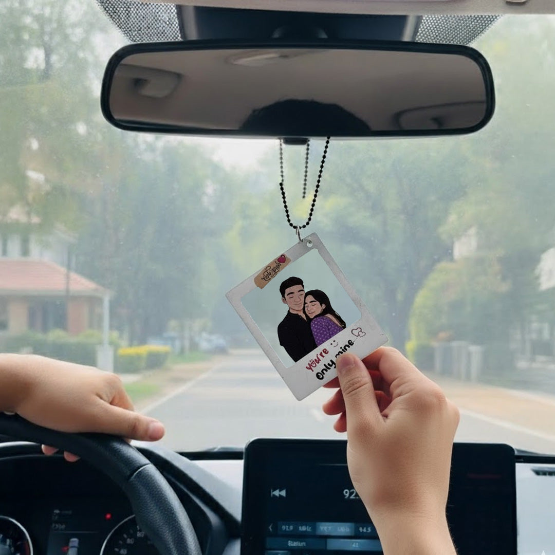 Polaroid Style Customized Couple Car Hanger – 3×2" | Love Craft Gifts