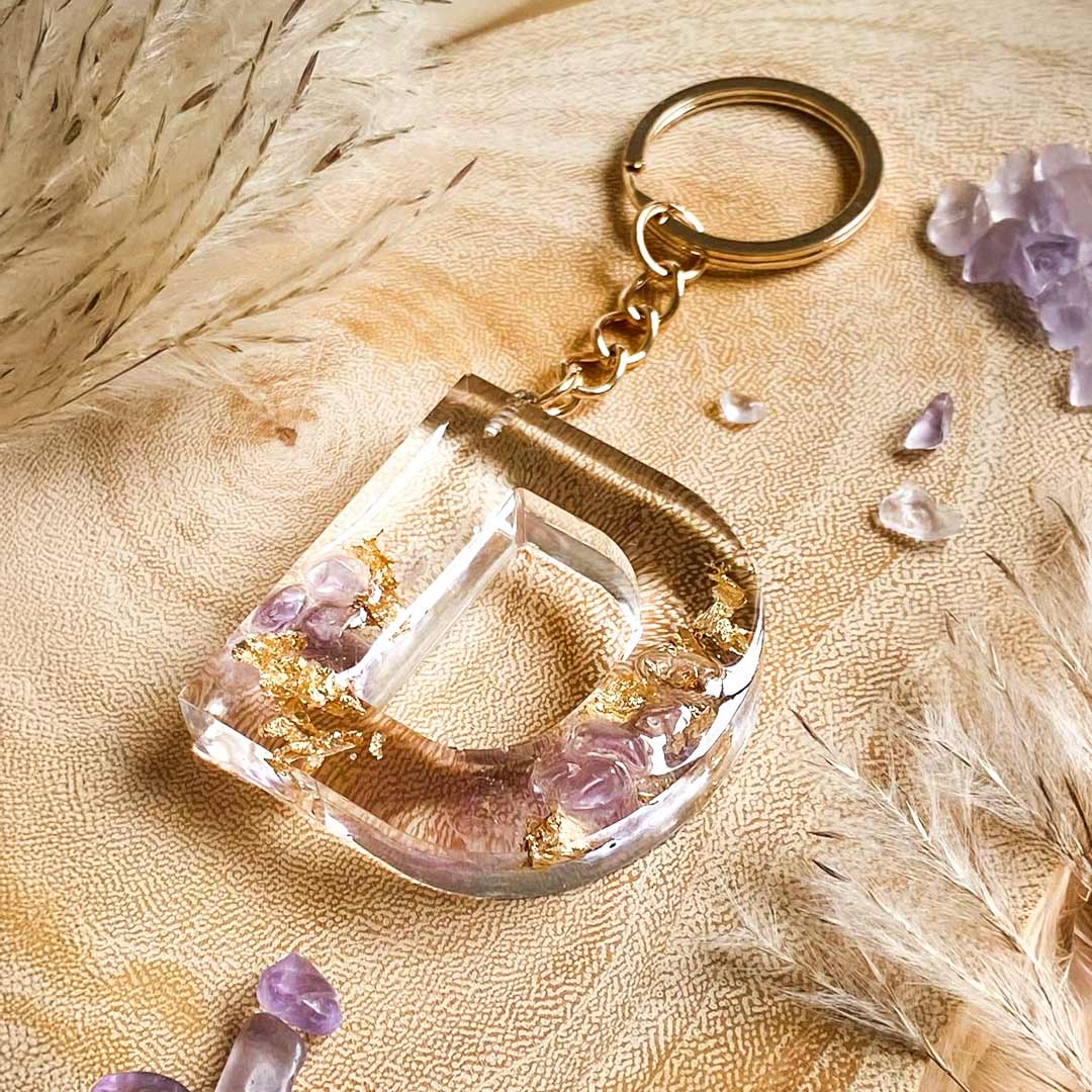 Premium Resin Alphabet Keychain with Crystals | Keychain | Love Craft Gifts