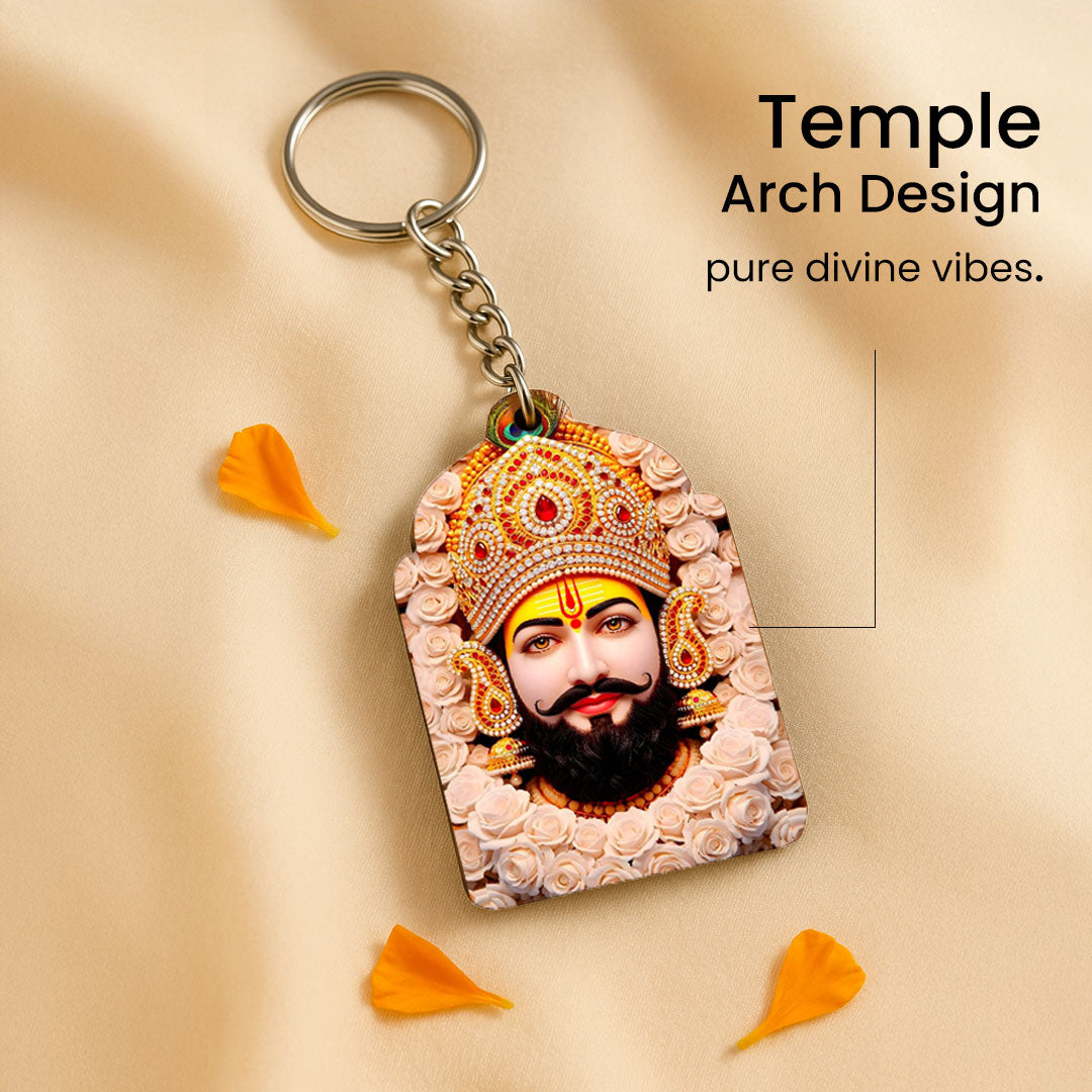 Love Craft Gifts – Khatu Shyam Ji Temple Arch Keychain | Premium UV Printed MDF | 2×3 inch