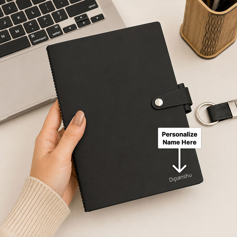 Personalized A5 PU Leather Notebook with Custom Name | Premium Executive Journal Gift for Professionals, Students & Corporate Gifting - 5.8x8.3" | Love Craft Gifts™