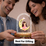 Personalized Moon Girl LED Acrylic Lamp with Custom Name for Kids Room Décor & Birthday Gift 6.5x6" | Love Craft Gifts™
