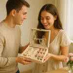 Personalized Beige Velvet Jewellery Organizer Box with Jewellery (According to Availability)| Love Craft Gifts