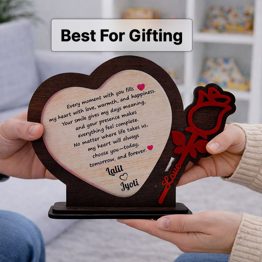 Personalized Wooden Heart Message Table Decor (8×9")
