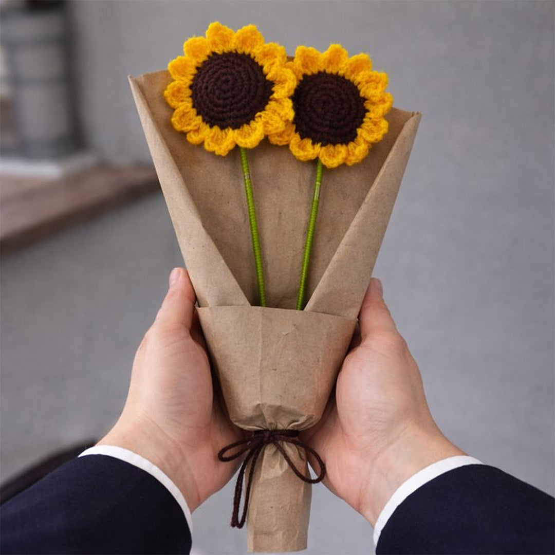 Handmade Sunflower Crochet Bouquet – Forever Flower Gift