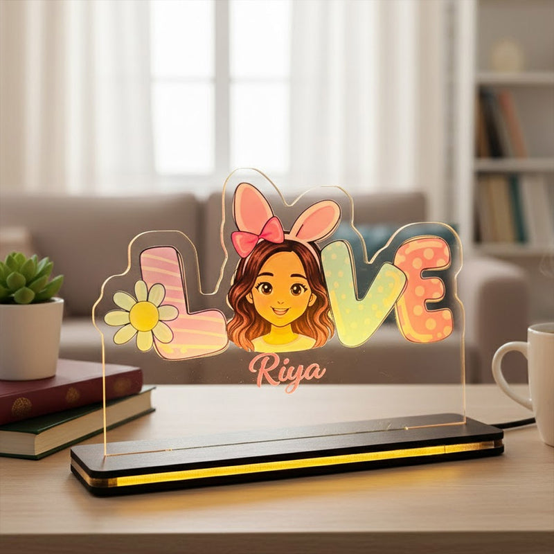 Personalized Cartoon Name LED Lamp for Kids (5×7 Inch)