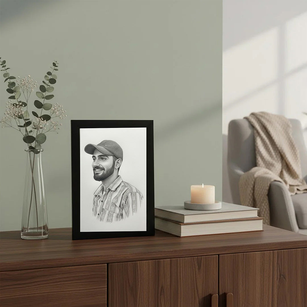 Personalized Pencil Sketch Portrait Wall Frame