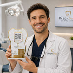 Personalized Dental Clinic QR Stand with Custom Logo & Branding | Premium Business Display Gift for Dentists & Clinics - 9x6" | Love Craft Gifts™