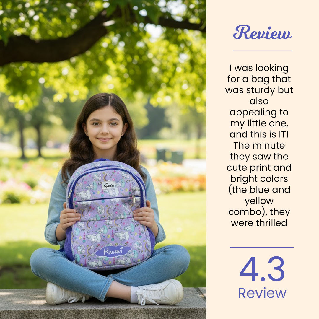 Personalized Kids Backpack With Name – Purple Unicorn Print School Bag for Girls