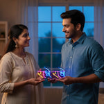 Radhe Radhe Neon Light Frame (7×14 Inch) – Divine Radha Naam Glow Decor | Love Craft Gifts