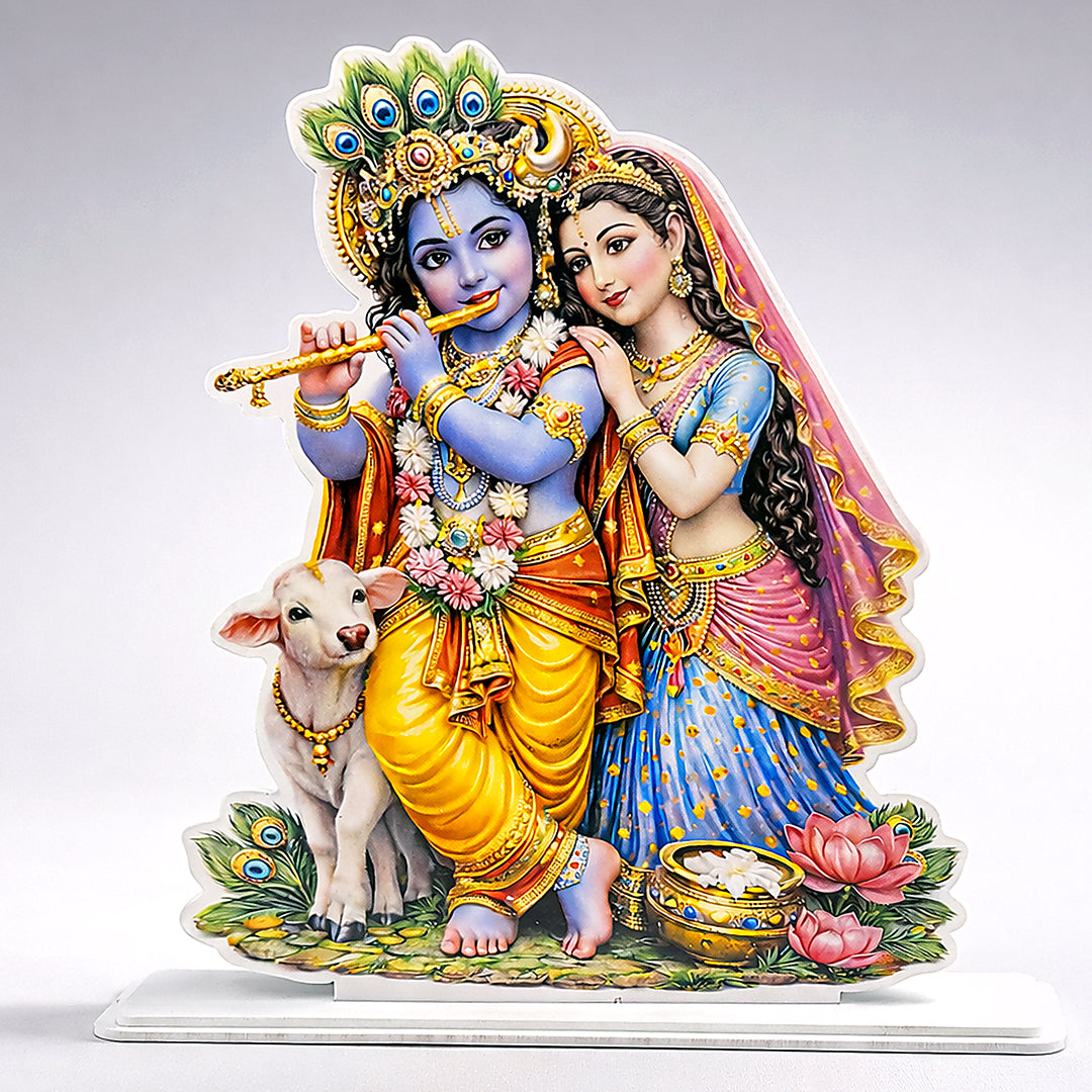 Radha Krishna Divine Tabletop Stand – Premium Spiritual Décor (7×10 Inch) | Love Craft Gifts