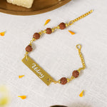 Personalized Rudraksha Rakhi with Engraved Nameplate | Love Craft Gifts