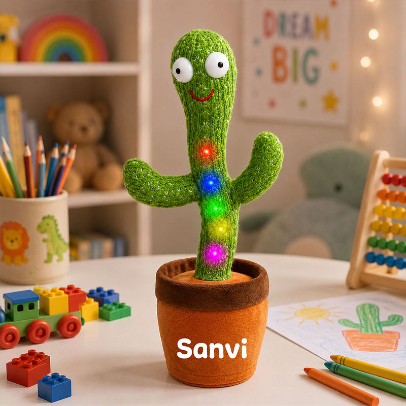 Personalized Dancing Talking Cactus Toy for Kids & Babies | Rechargeable Singing Mimic Recording Plush Toy Gift for Boys & Girls | Love Craft Gifts™