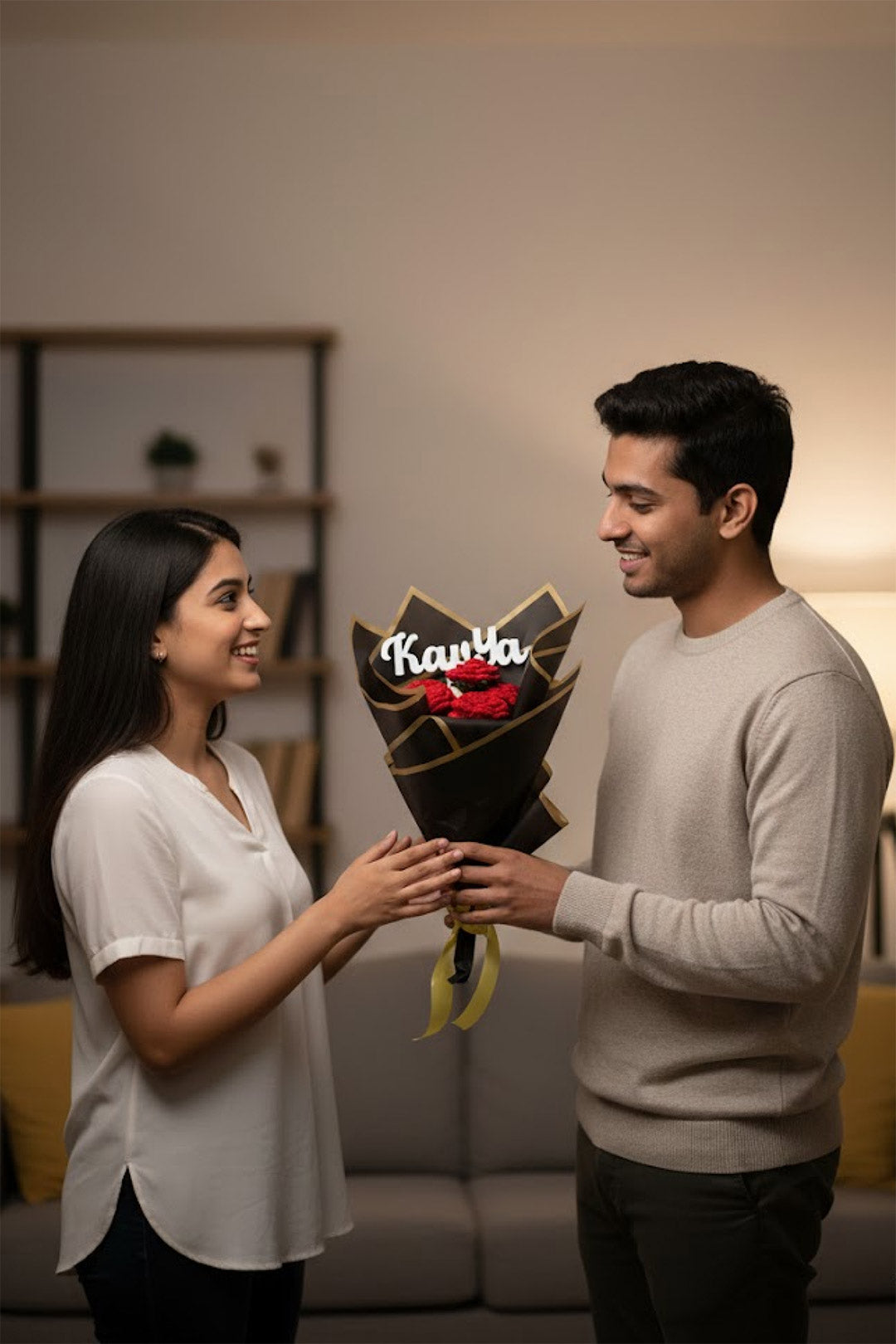 Personalized Red Rose Crochet Bouquet | Handmade Forever Flower Gift | Love Craft Gifts