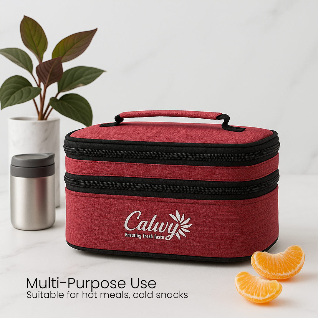 3-Container Stainless Steel Lunch Box with Leak-Proof Lids and Carry Pouch – Ideal for Office and School Use | Love Craft Gifts