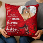 Red Love Personalized Photo Cushion with Romantic Quote (10x10) | Love Craft Gifts