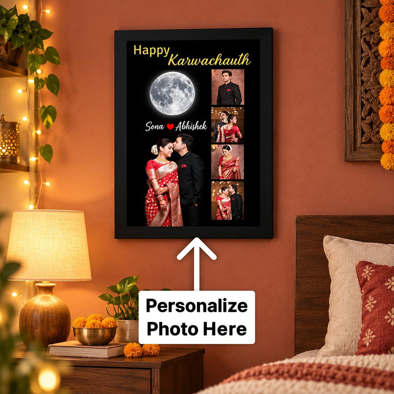 Romantic Karwa Chauth Couple Collage Frame | Personalized Gift | Love Craft Gifts™