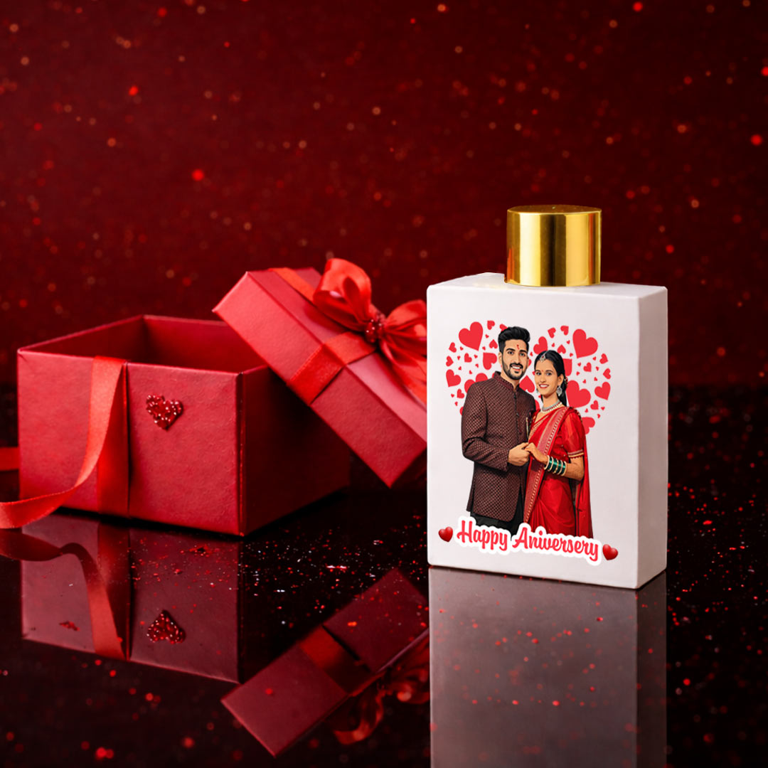 Happy Anniversary Personalized Couple Perfume – Custom Cartoon Bottle (100ml Eau De Parfum) | Love Craft Gifts