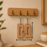 Personalized Couple Wooden Keychain 2.5x2 Inch | Custom Name Matching Heart Keyring Gift for Couples | Love Craft Gifts™