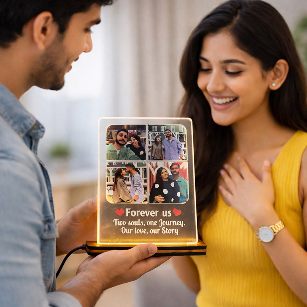 Personalized Couple Photo LED Lamp – Custom Acrylic Love Memory Night Light (8×6 Inch) | Love Craft Gifts