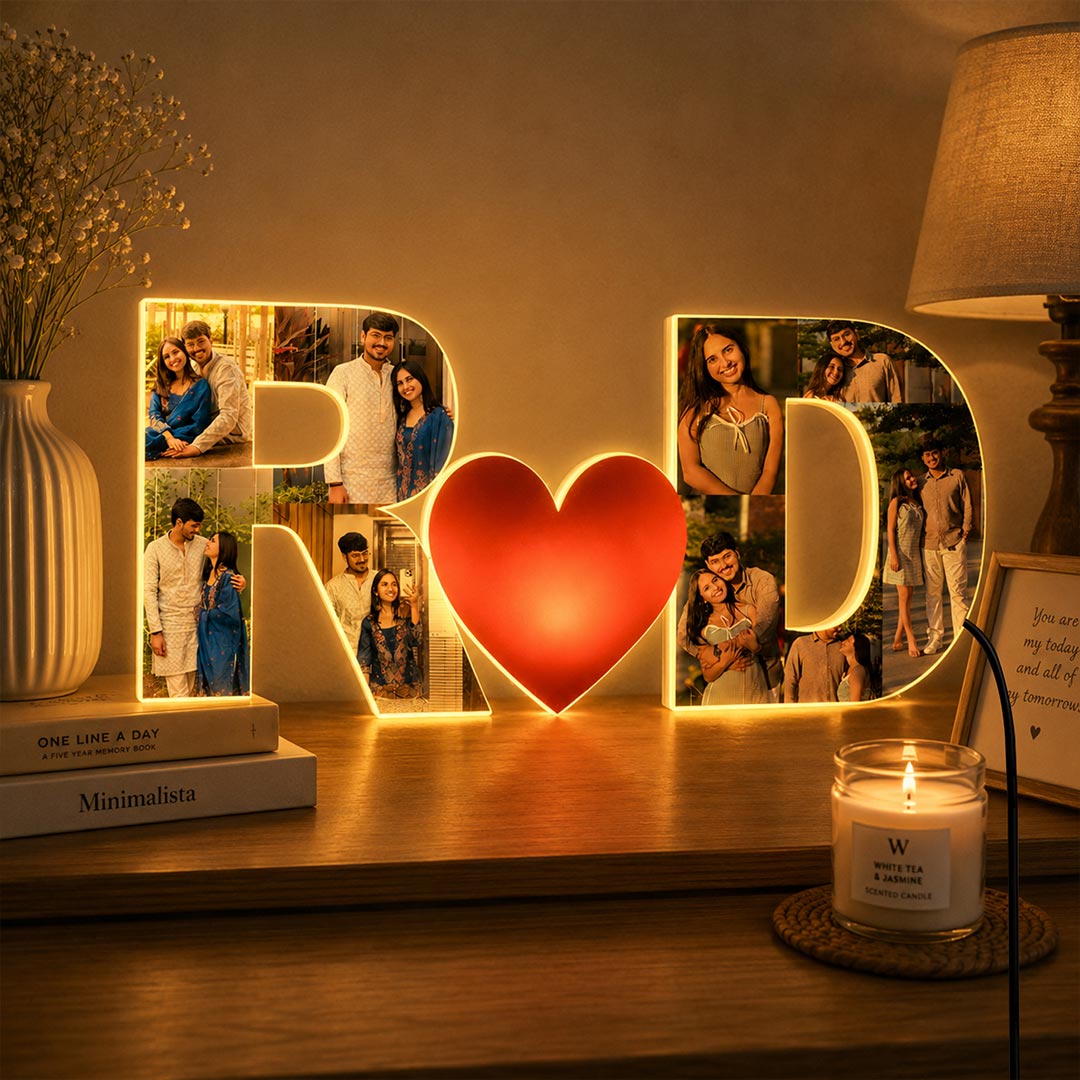 Personalized Couple LED Photo Lamp 10x4" | Romantic Table Top Gift | Love Craft Gifts™