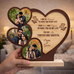 Personalized Couple Heart Photo Frame – Custom Love Message Wooden Frame (7×6 Inch) | Love Craft Gifts