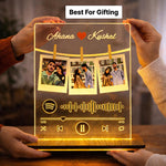 Personalized Spotify Style Acrylic LED Lamp with 3 Photos – Custom Name & Picture Music Plaque Night Light (8x6 Inch) | Love Craft Gifts
