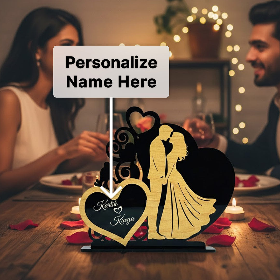 Personalized Couple Name Wooden Heart Showpiece (7×9 Inch) | Love Craft Gifts
