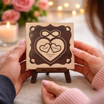 Personalized Wooden Engagement Name Plaque – Custom Couple Name & Date Table Top Frame (8×8 Inch) | Love Craft Gifts