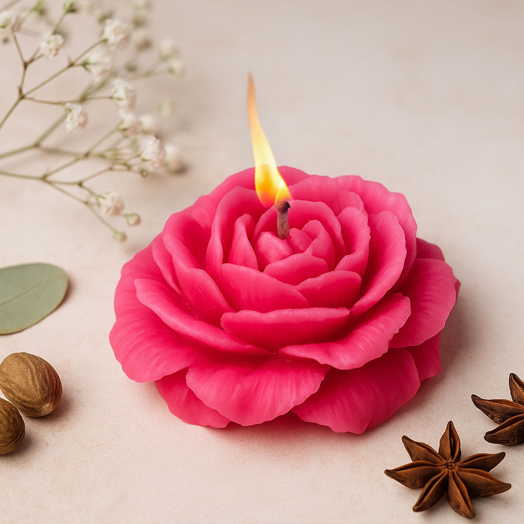 Handcrafted Rose Soy Wax Candles – Set of 2 | Love Craft Gifts