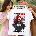 Personalized Red Samurai Anime Name T-Shirt for Women – Custom Printed White Tee | Love Craft Gifts