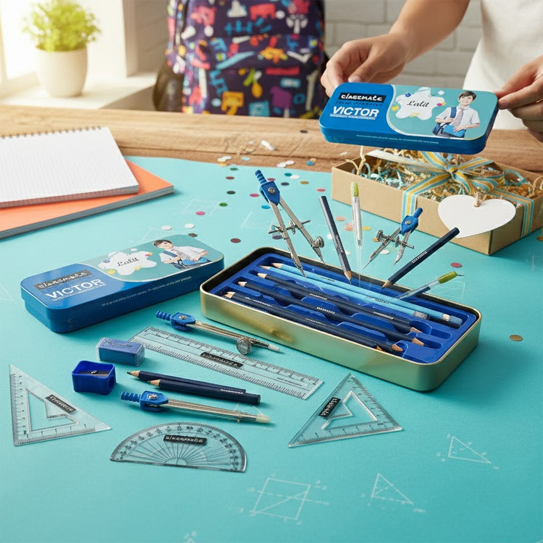 Personalized Classmate Victor Geometry Box with Name & Photo | Love Craft Gifts