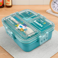 Personalized Blue Unicorn Lunchbox with Spoon & Container