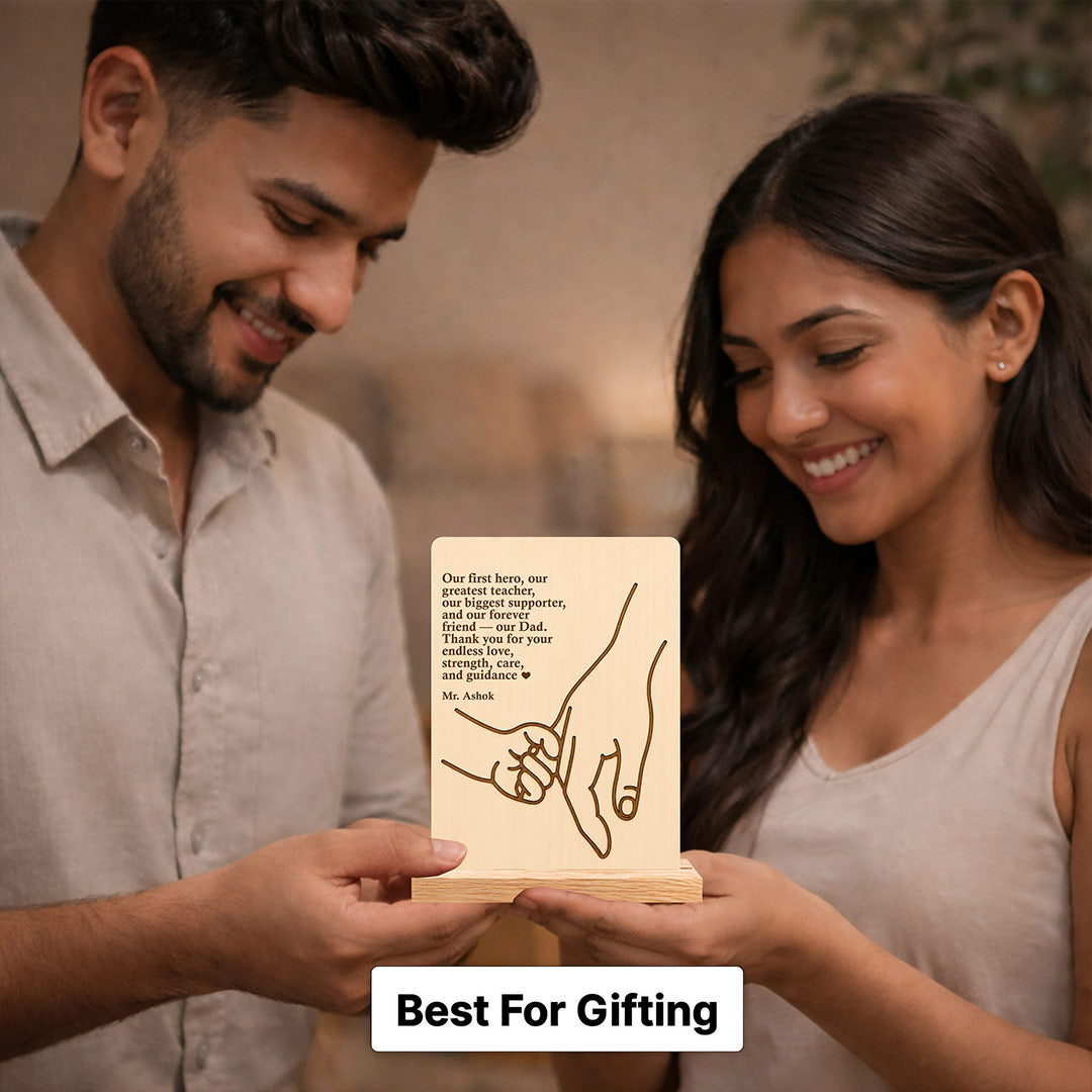 Personalized Wooden Father’s Day Hand Plaque with Custom Name | Emotional Gift for Dad from Son & Daughter - 8x6" | Love Craft Gifts™