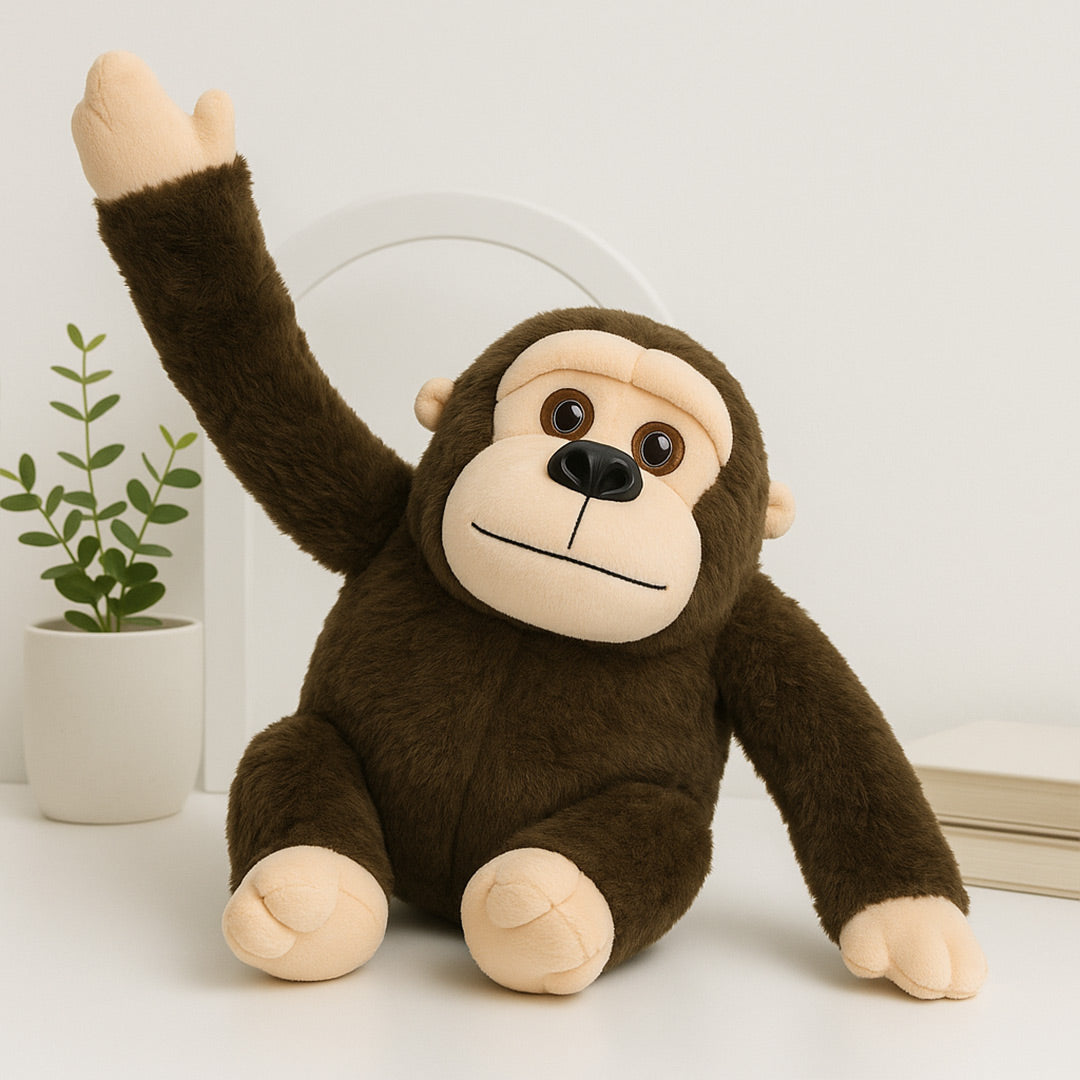 Set of 3 Plush Monkey Toys – Soft Stuffed Gorillas in Black, Brown & Beige | Love Craft Gifts